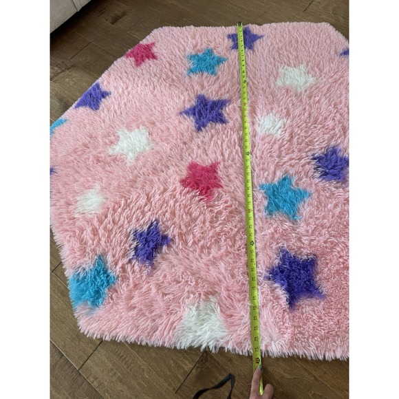 Pink Fluffy Hexagon Area Rug for Girls Room - Picture 3 of 6